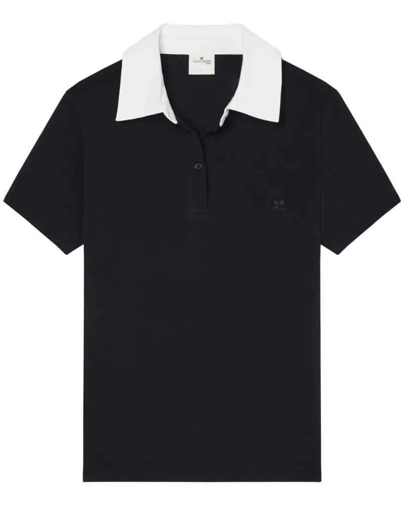 Courrèges Poloshirt mit Kontrastkragen - Schwarz Schwarz