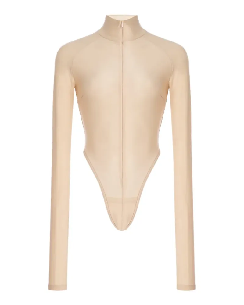 LaQuan Smith Langärmeliger Body mit Stehkragen - Nude Nude