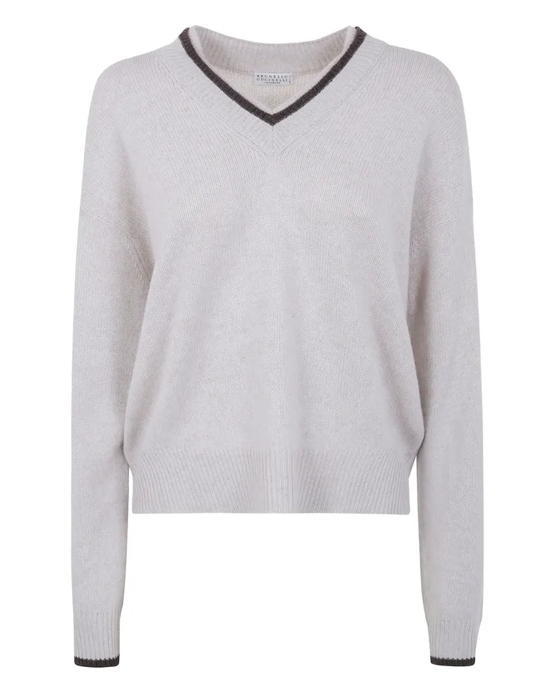 Brunello Cucinelli Kaschmirpullover mit V-Ausschnitt - Nude Nude