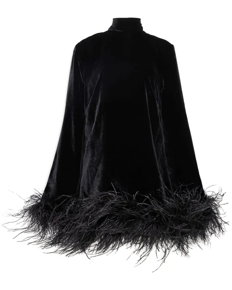 Taller Marmo Minikleid mit Federbesatz - Schwarz Schwarz