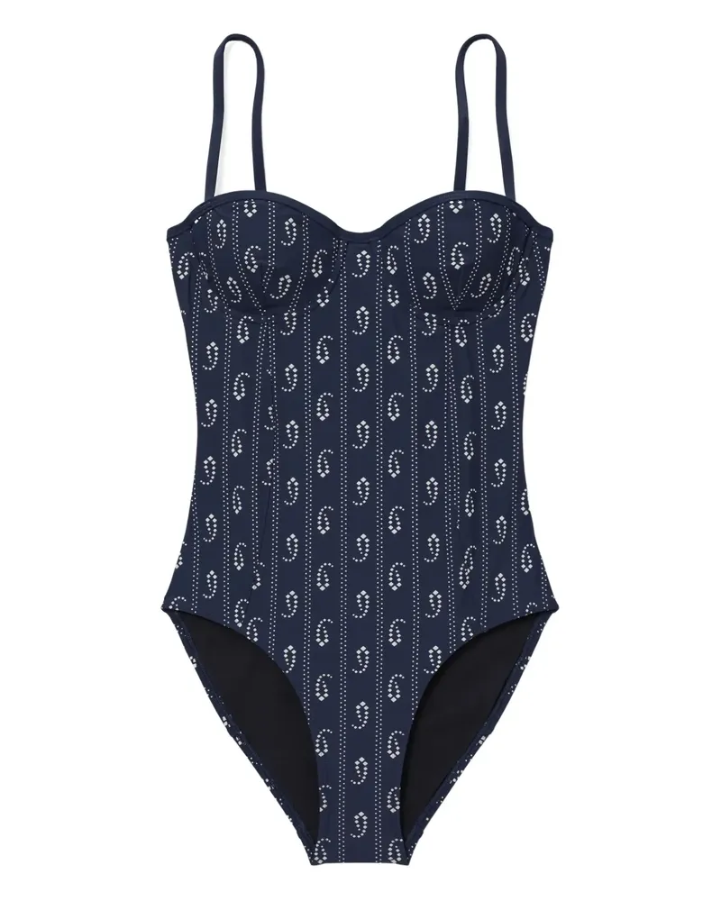 Tory Burch printed underwire swimsuit - Blau Blau