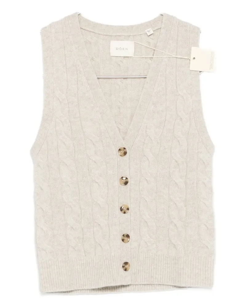 DÔEN cable-knit button vest - Nude Nude