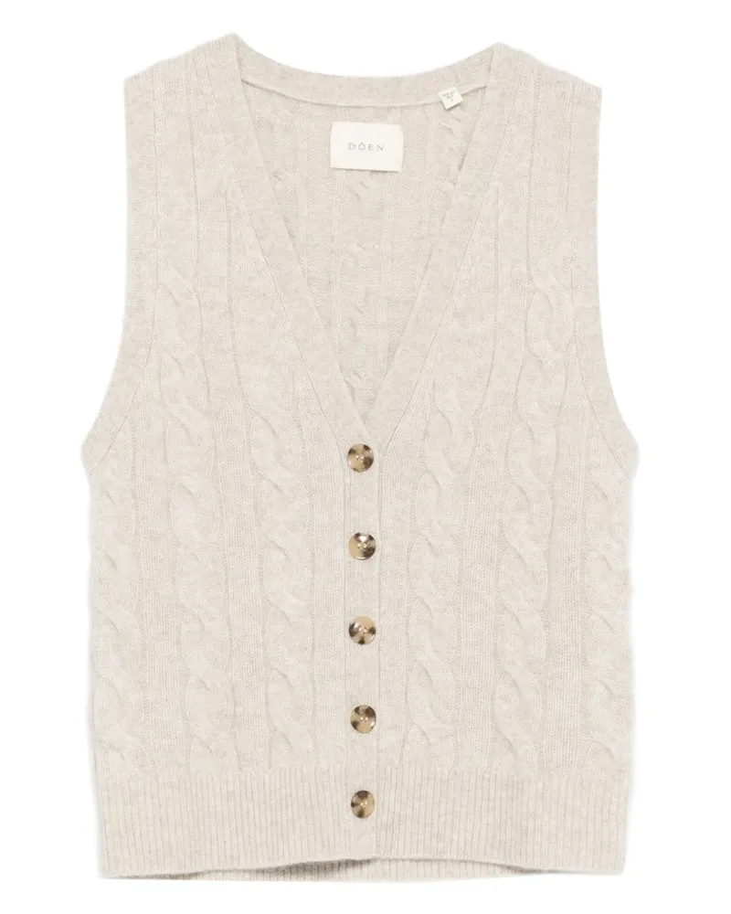 DÔEN cable-knit button vest - Nude Nude