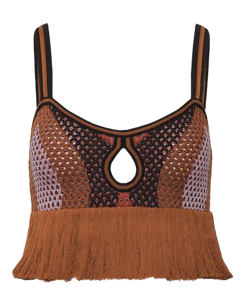 Johanna Ortiz Cropped-Oberteil mit Rüschen - Braun Braun