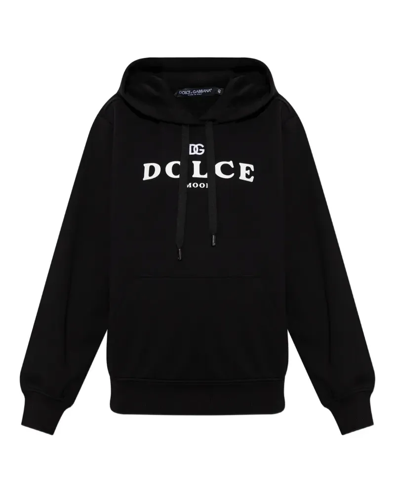 Dolce & Gabbana logo-embroidered cotton hoodie - Schwarz Schwarz