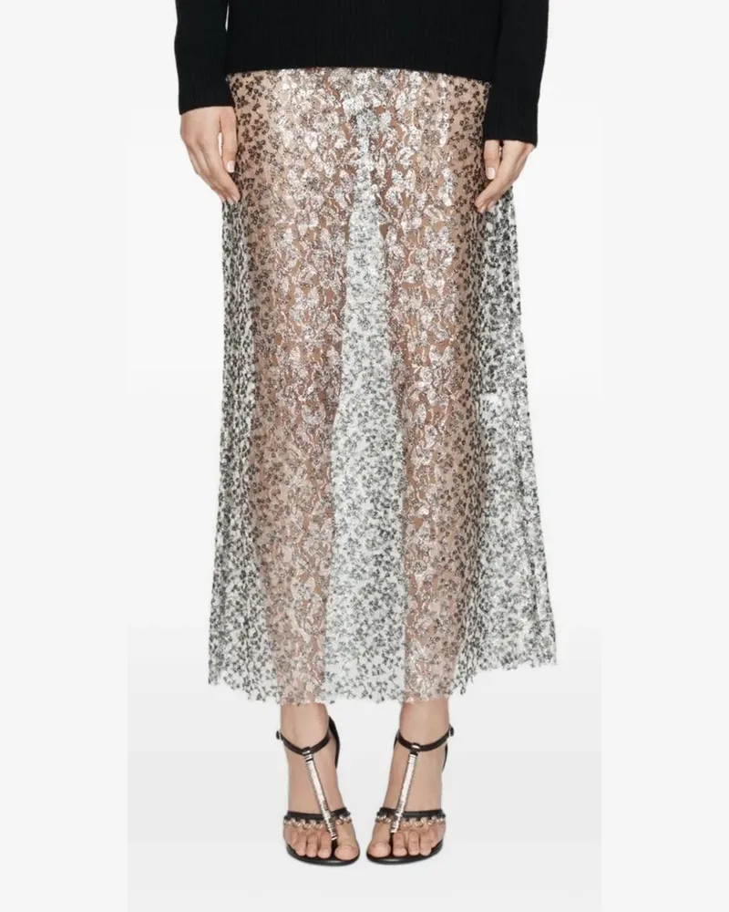 Christopher Esber sequin-embroidered lace maxi skirt - Grau Grau