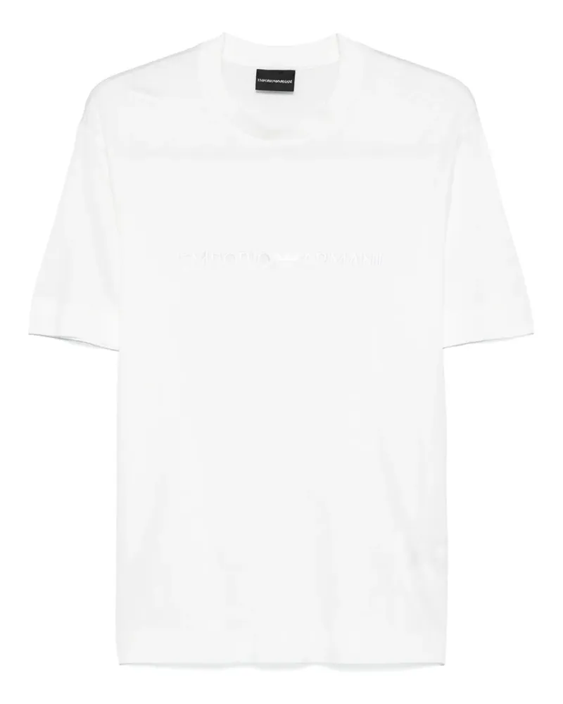 Emporio Armani T-Shirt mit Logo-Stickerei - Weiß Weiß