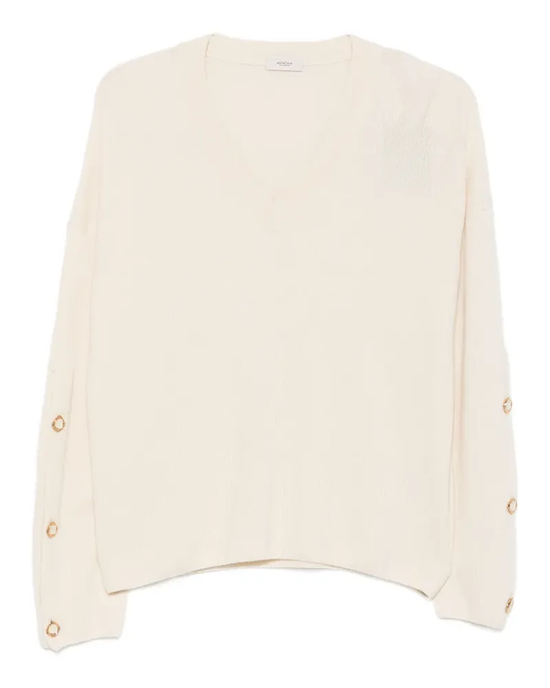 AGNONA long-sleeve V-neck sweater - Nude Nude