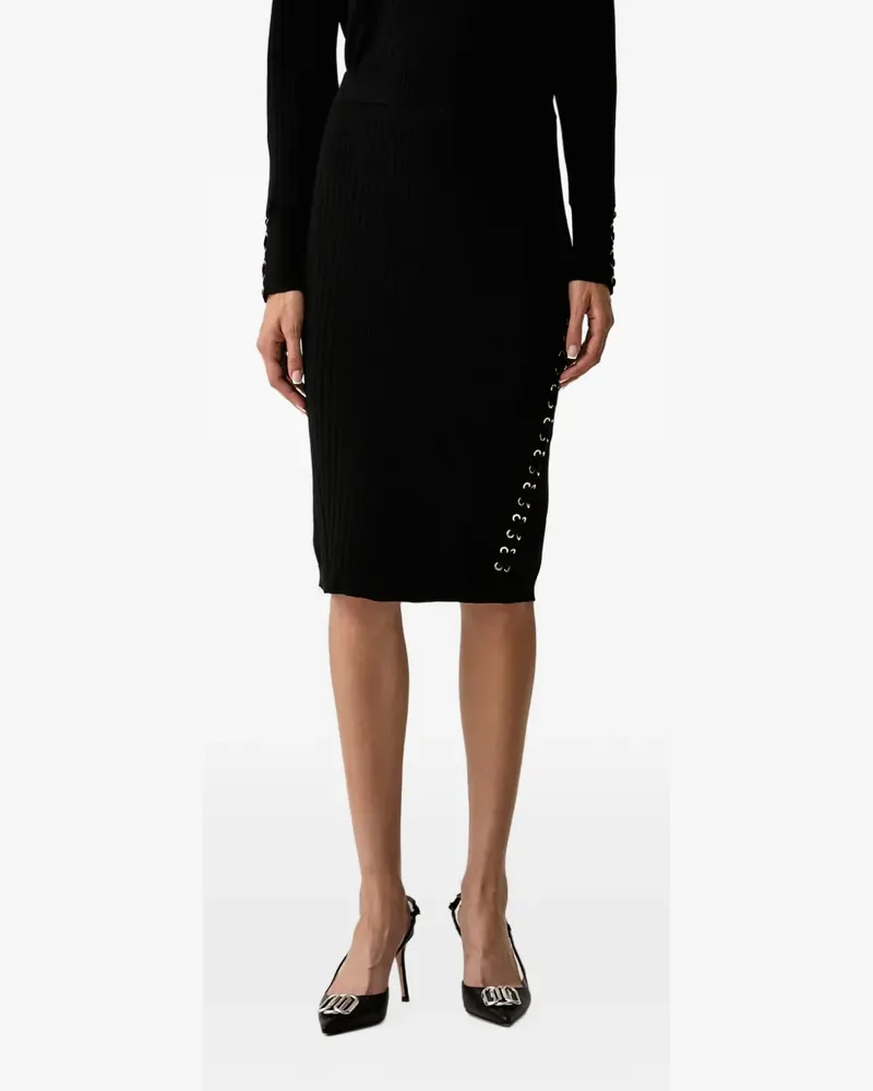 Liu Jo lace-up ribbed midi skirt - Schwarz Schwarz