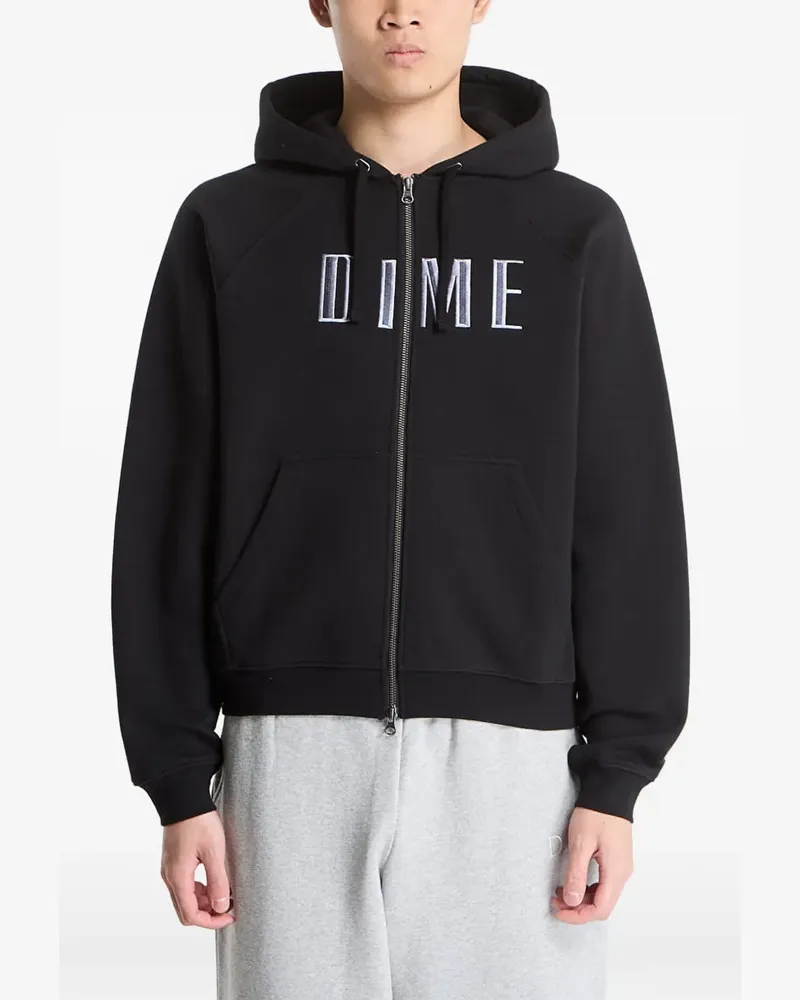 Dime logo-embroidered zip-up hoodie - Schwarz Schwarz