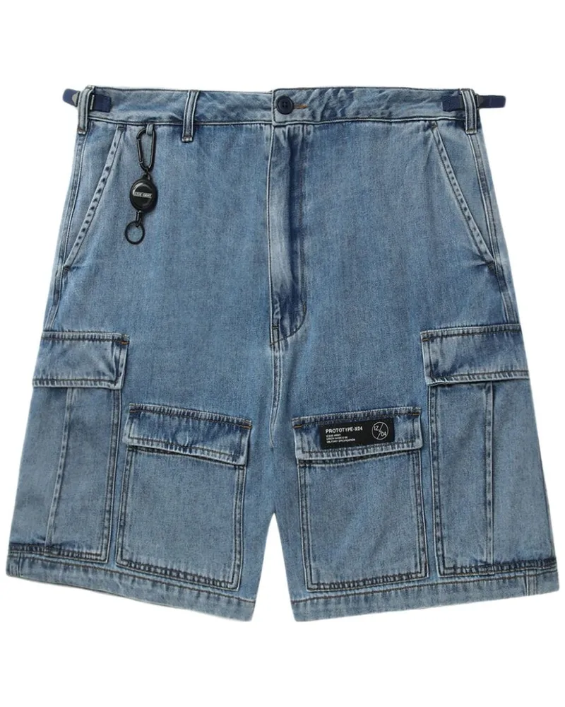 Izzue Halbhohe Cargo-Shorts aus Denim Blau