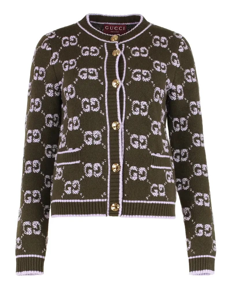 Gucci Bouclé-Cardigan mit Jacquardmuster - Grün Grün