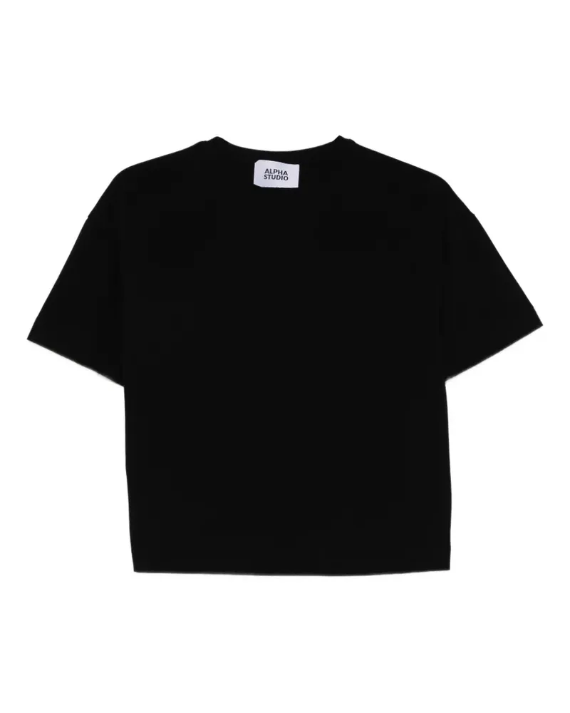 Alpha Studio Punt T-Shirt aus Baumwolle - Schwarz Schwarz