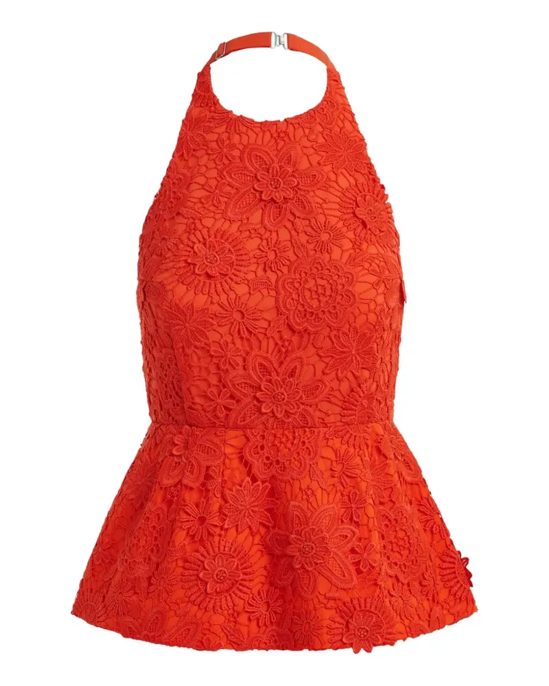 Essentiel halterneck floral-lace top - Orange Orange