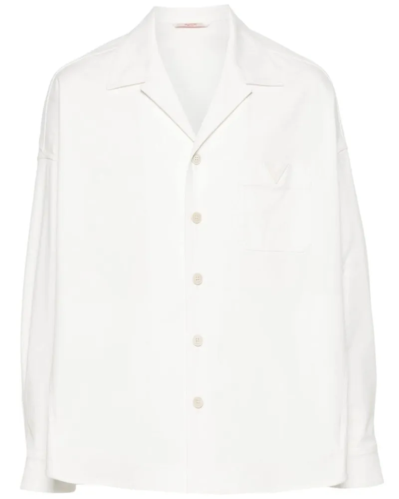 Valentino Garavani Canvas-Hemdjacke mit gummiertem Logo - Weiß Weiß