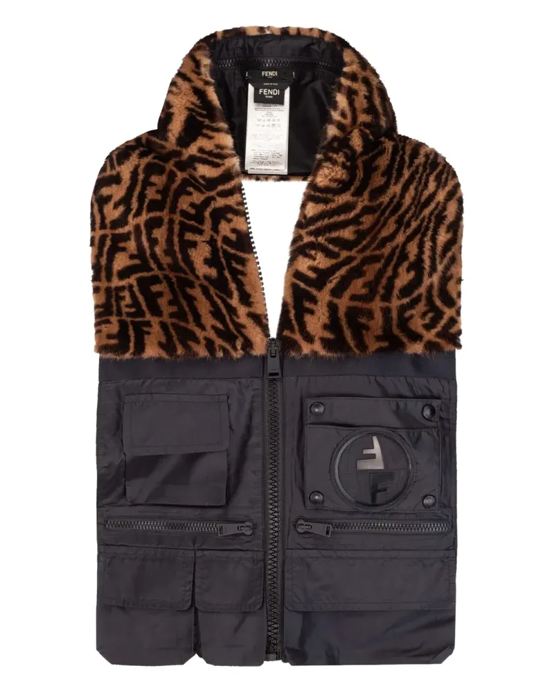 Fendi FF-pattern panelled gilet - Schwarz Schwarz