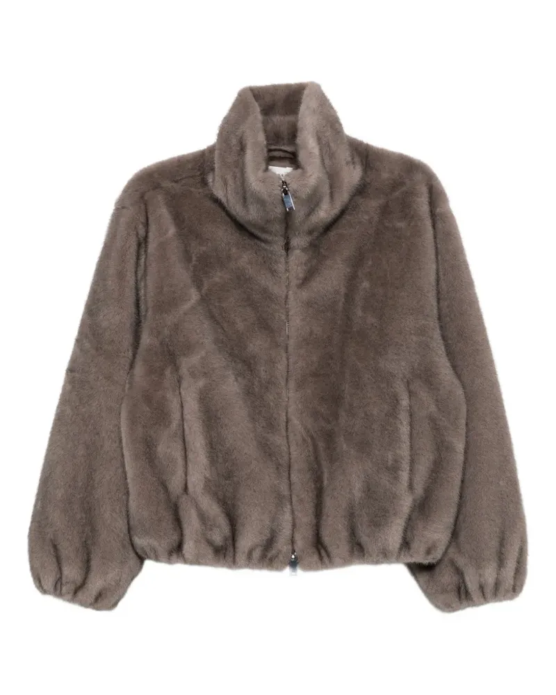 P.A.R.O.S.H. P.A.R.O H. Jacke aus Faux Fur mit Stehkragen - Grau Grau