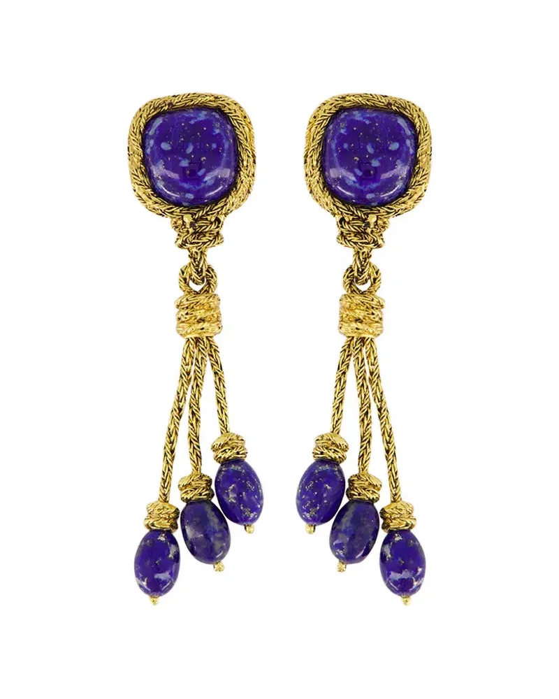 Aurélie Bidermann Ohrringe mit Lapislazuli-Quaste - Gold Gold