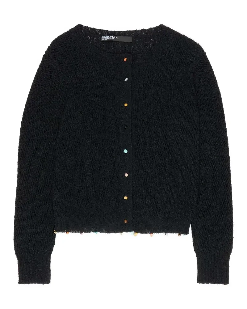 BIMBA Y LOLA Lochstrick-Cardigan mit Perlenverzierung - Schwarz Schwarz