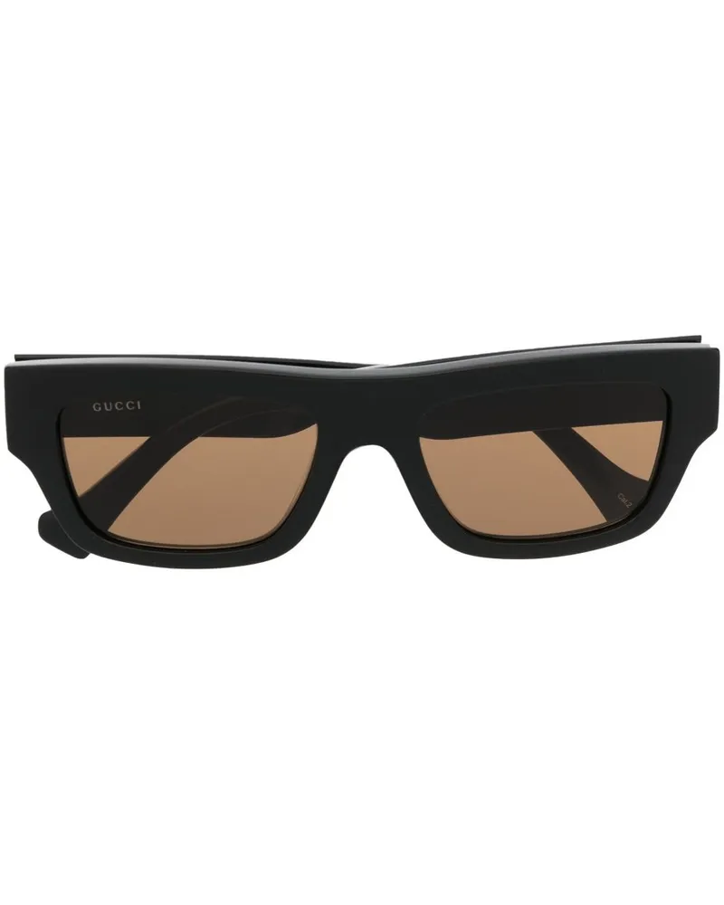 Gucci Sonnenbrille mit eckigem Gestell - Schwarz Schwarz