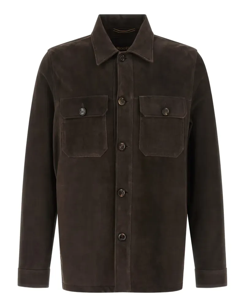 MOORER Klaus suede overshirt - Braun Braun