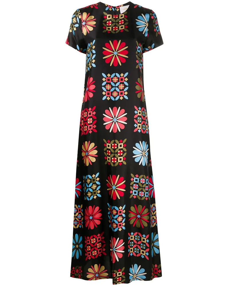 La DoubleJ Langes Seidenkleid mit Print - Schwarz Schwarz