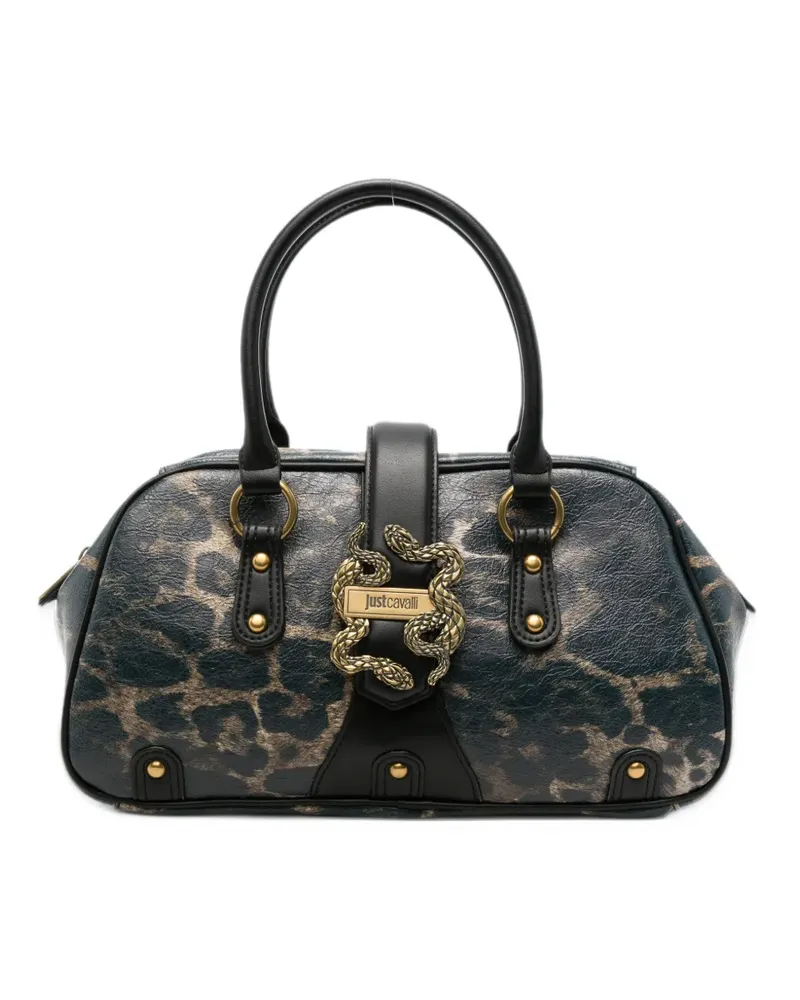 Just Cavalli Athena leopard-print leather shoulder bag - Blau Blau