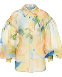 LEO LIN Florale Celeste Bluse Gelb