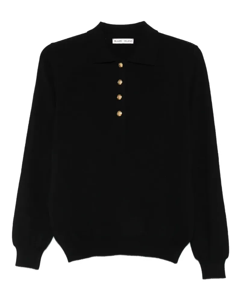 Blazé Milano Poloshirt mit Knopfleiste - Schwarz Schwarz
