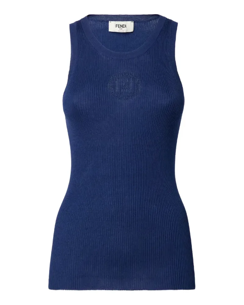 Fendi ribbed-knit FF-motif top - Blau Blau