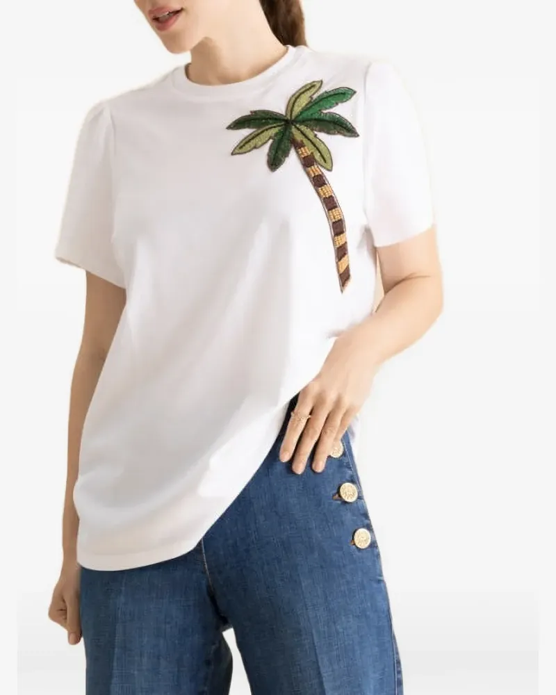 Maison Common palm tree embroidered T-shirt - Weiß Weiß