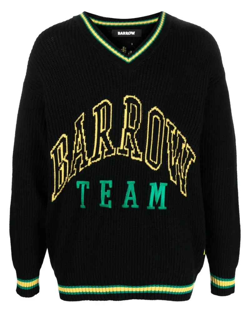 BARROW Strickpullover mit Intarsien-Logo - Schwarz Schwarz