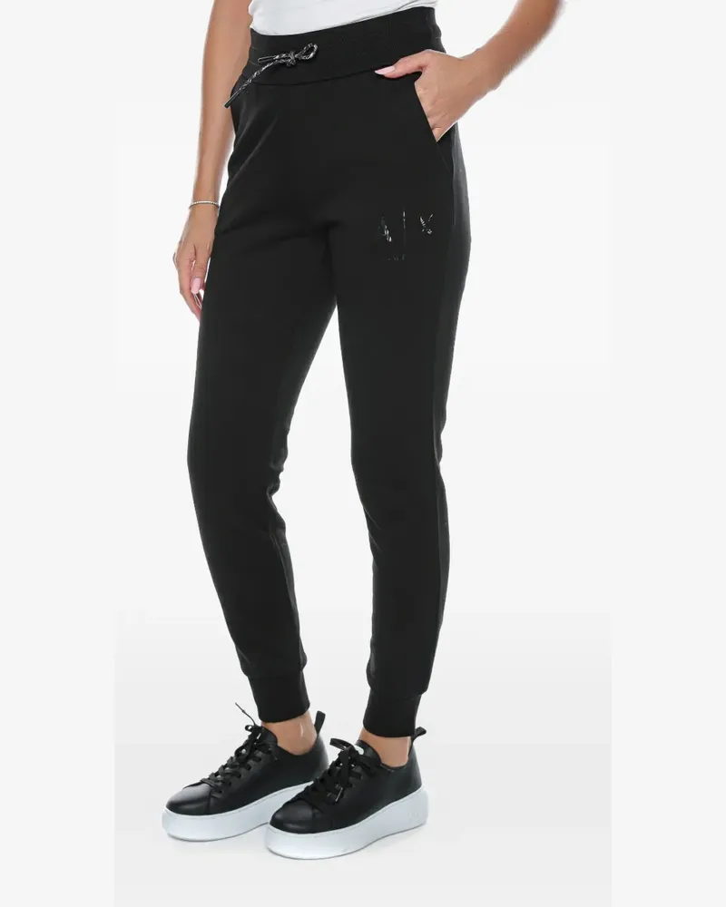 Armani Exchange logo-print drawstring track pants - Schwarz Schwarz