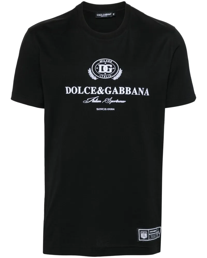 Dolce & Gabbana T-Shirt mit beflocktem Logo - Schwarz Schwarz