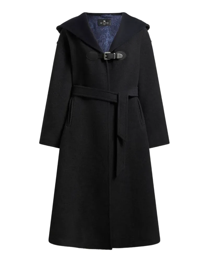 Etro Mantel aus Wollgemisch mit Kapuze und Gürtel - Schwarz Schwarz