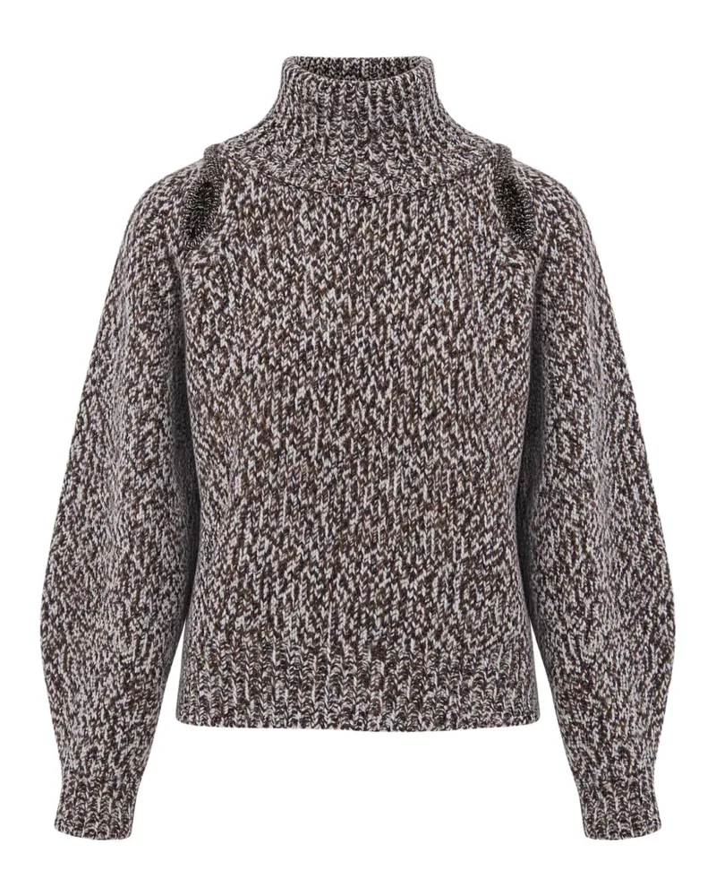 Sessùn Mannrey melierter Pullover mit Cut-Out - Braun Braun