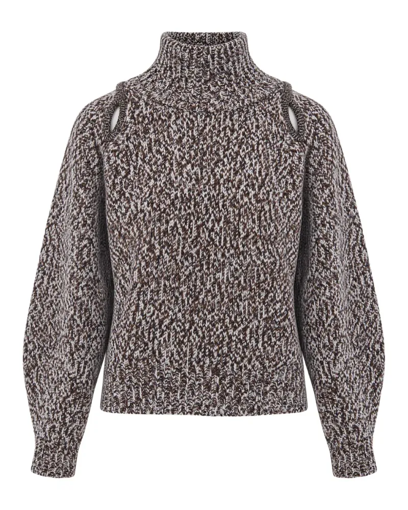 Sessùn Mannrey melierter Pullover mit Cut-Out - Braun Braun