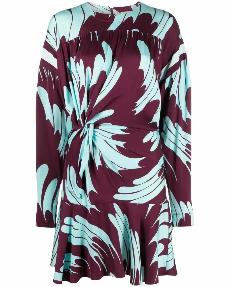 Stella McCartney Gerafftes Kleid mit abstraktem Print - Violett Violett