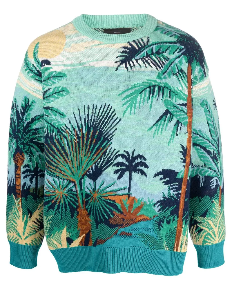 Alanui Pullover mit Palmen-Print - Blau Blau