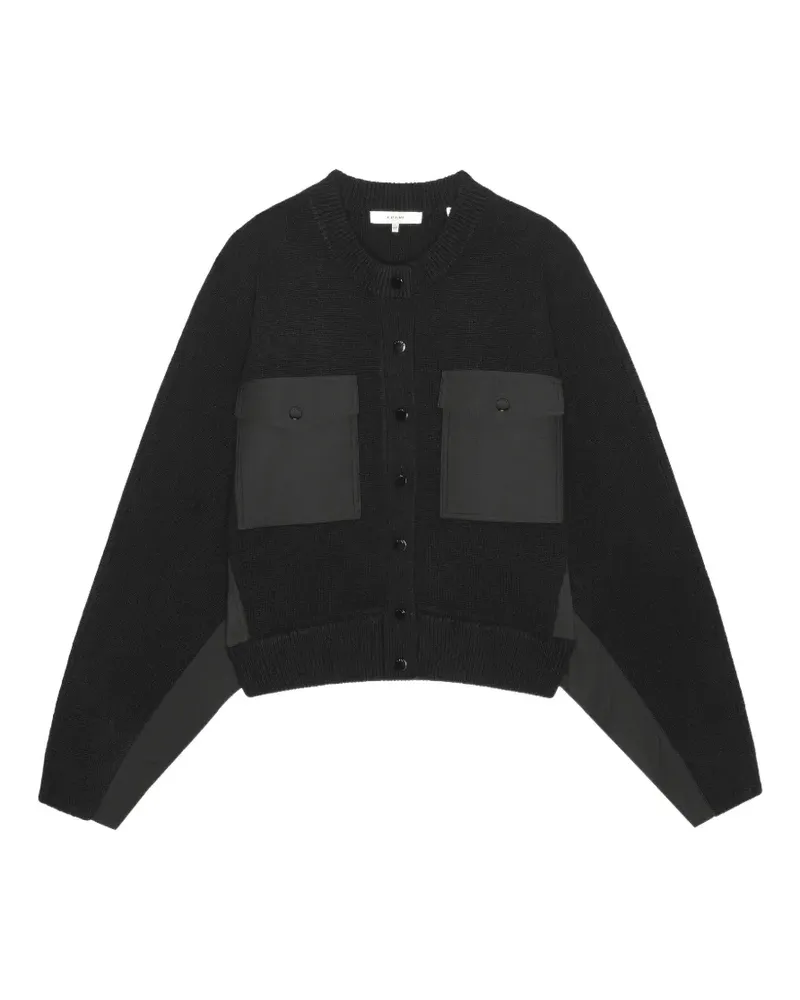 Frame Denim Kaschmircardigan mit Einsätzen und Klappentasche - Schwarz Schwarz