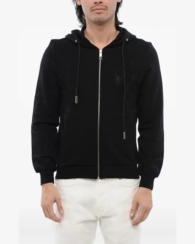 John Richmond rhinestone-embellished zip-up hoodie - Schwarz Schwarz