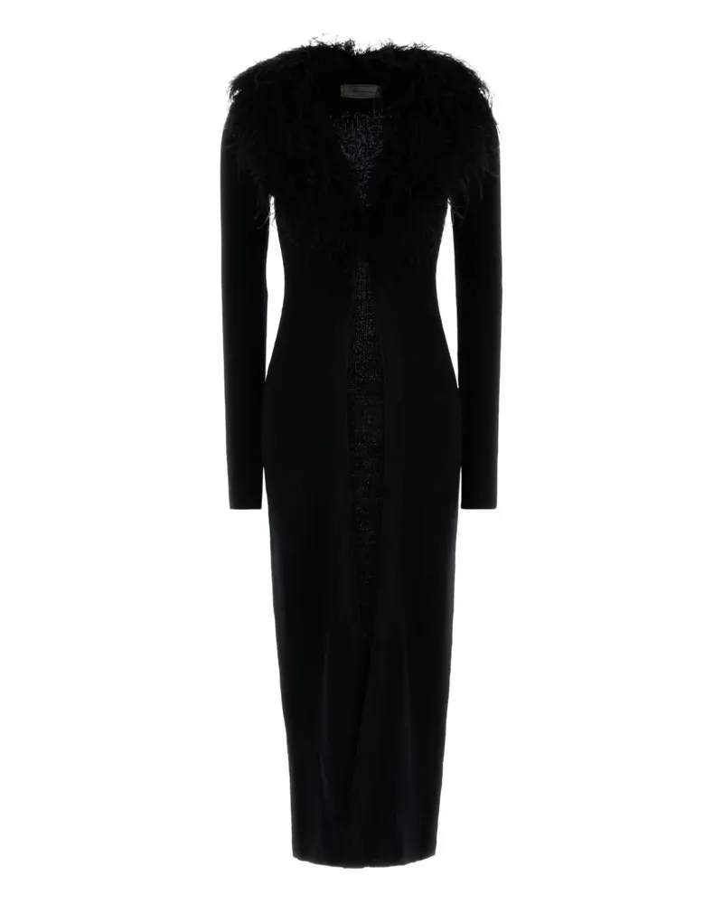 Blumarine Mantel mit Federbesatz - Schwarz Schwarz