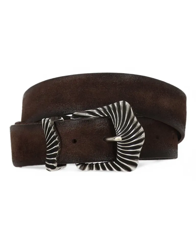 Orciani sculptural-buckle leather belt - Braun Braun