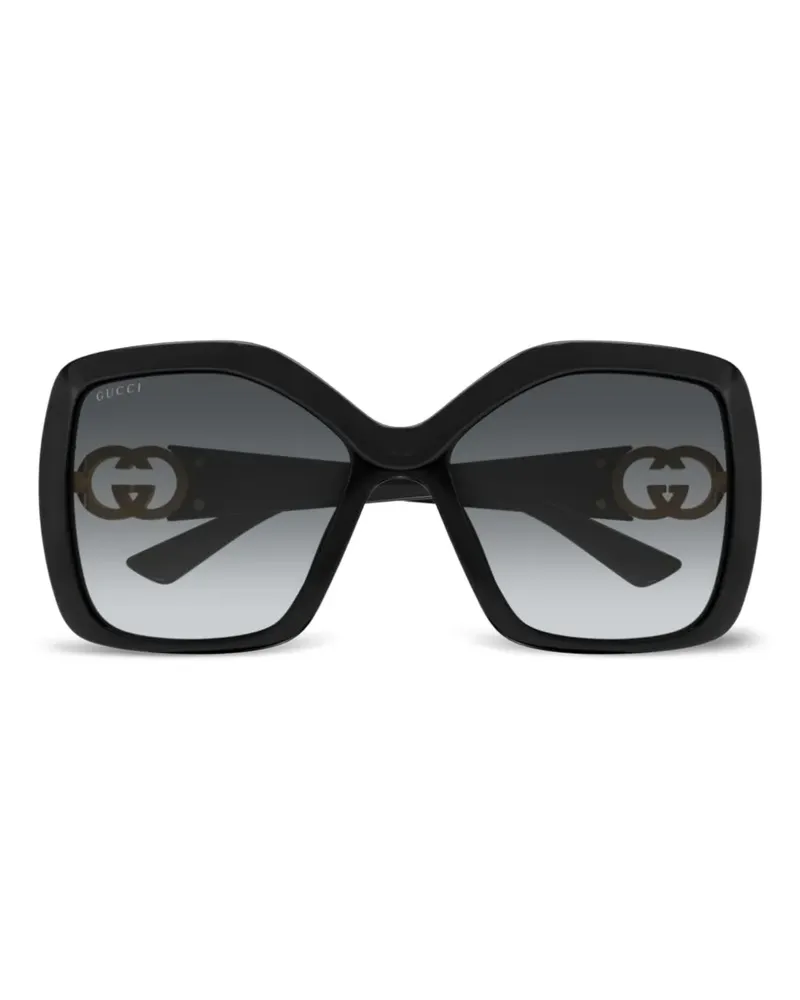 Gucci Sonnenbrille mit eckigem Gestell - Schwarz Schwarz