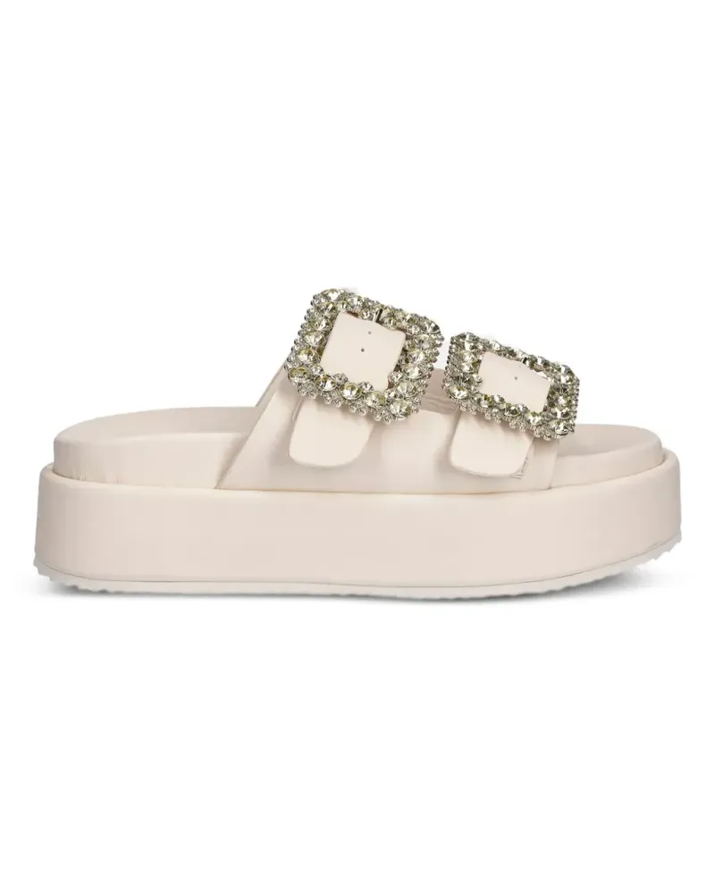 Buffalo Noa Ari Glam crystal-buckle platform slides - Nude Nude