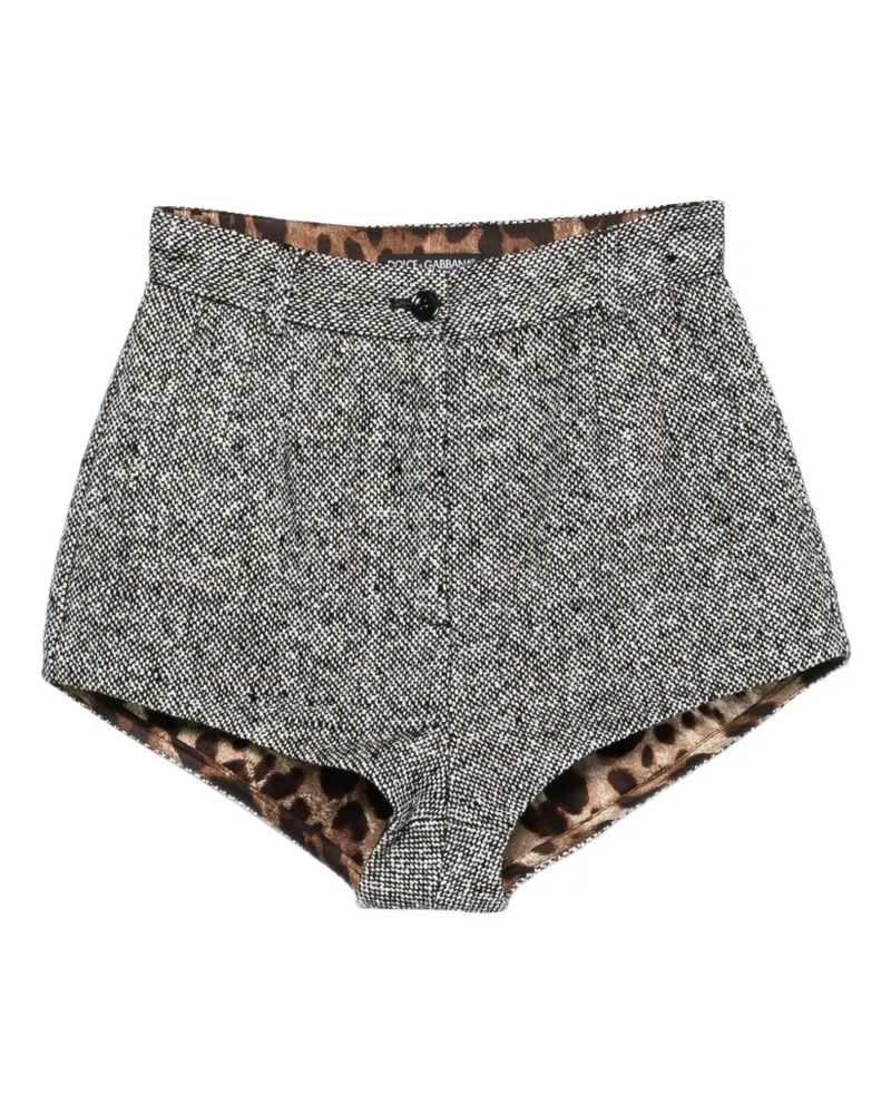 Dolce & Gabbana tweed leopard-print shorts - Schwarz Schwarz