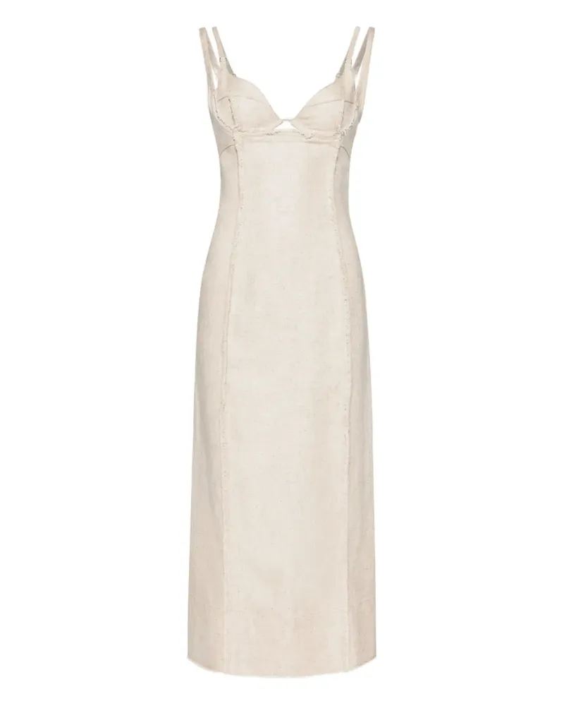 Jacquemus Ausgefranstes Valérie Midikleid - Nude Nude