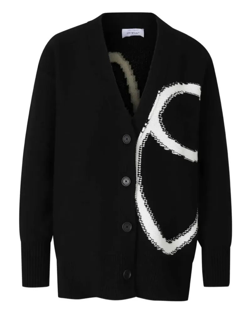 OFF-WHITE Gestrickter Intarsien-Cardigan - Schwarz Schwarz