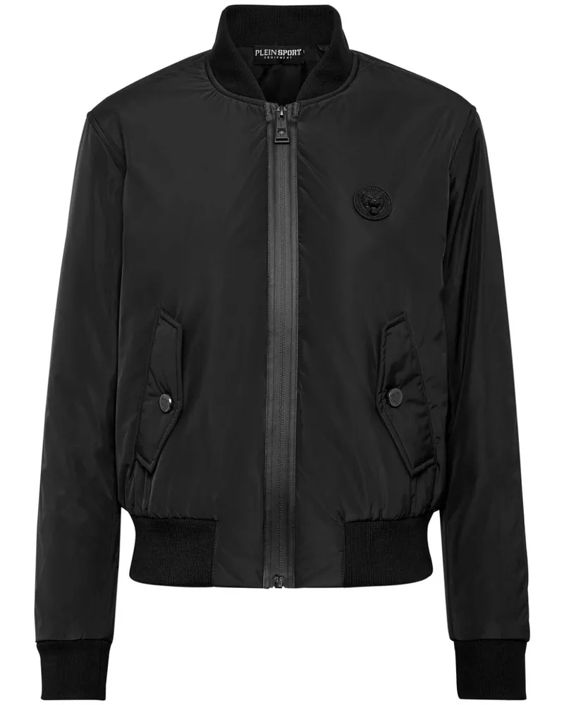 Philipp Plein Bomberjacke mit Logo-Patch - Schwarz Schwarz