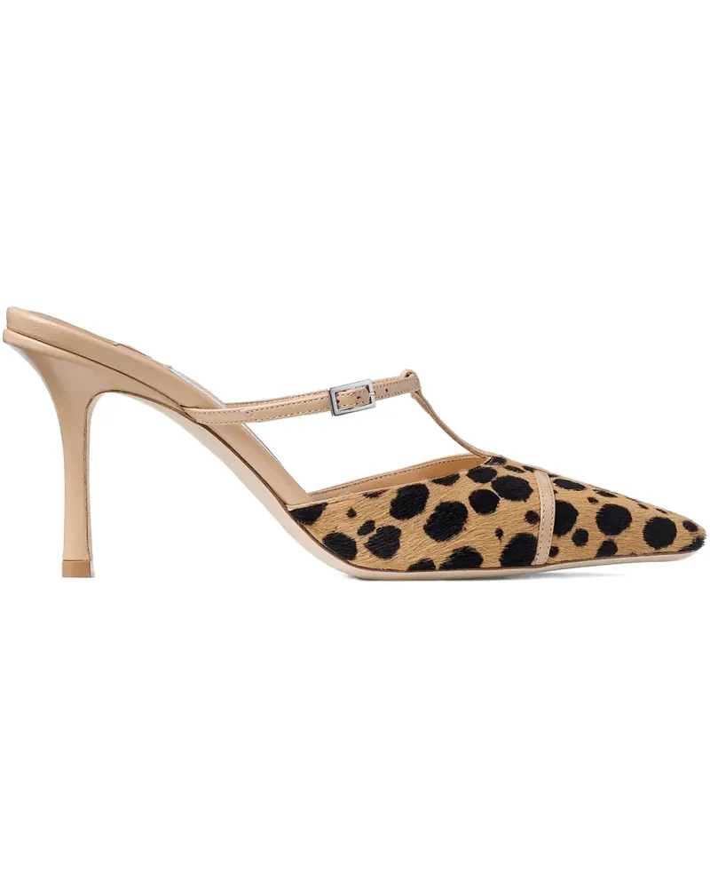 Jimmy Choo 85mm Gloria t-strap mules - Braun Braun